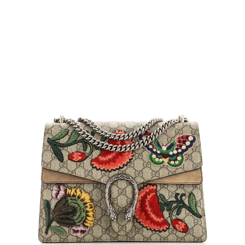 Vegan Leather Shoulder Bag in Gray for Ethical Fashion LoversDionysus Bag Embroidered GG Coated Canvas Medium Vegan Leather Shoulder Bag in Gray for Ethical Fashion LoversDionysus Bag Embroidered GG Coated Canvas Medium