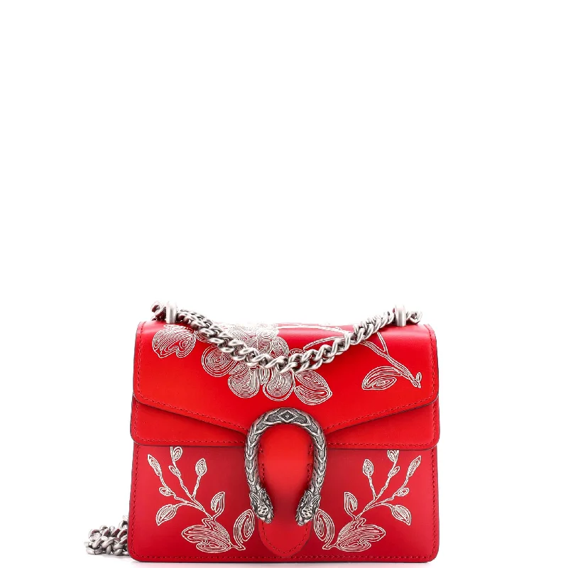 Shoulder Bag with Chain Strap in Silver for a Trendy AppearanceDionysus Bag Limited Edition Painted Leather Mini Shoulder Bag with Chain Strap in Silver for a Trendy AppearanceDionysus Bag Limited Edition Painted Leather Mini
