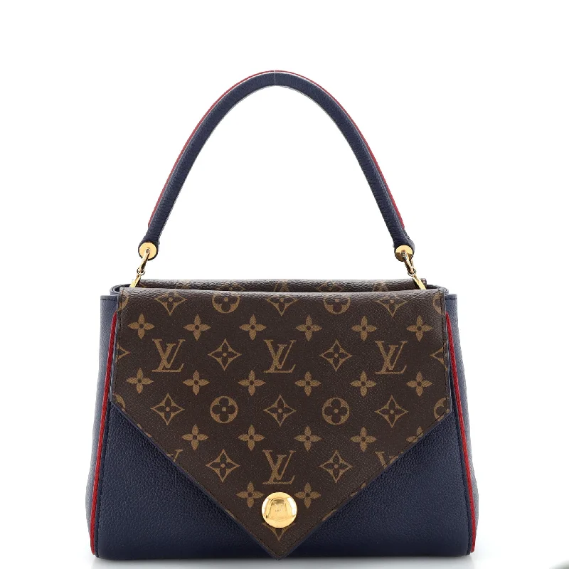 Vegan Leather Shoulder Bag in Gray for Ethical Fashion LoversDouble V Handbag Calfskin with Monogram Canvas Vegan Leather Shoulder Bag in Gray for Ethical Fashion LoversDouble V Handbag Calfskin with Monogram Canvas