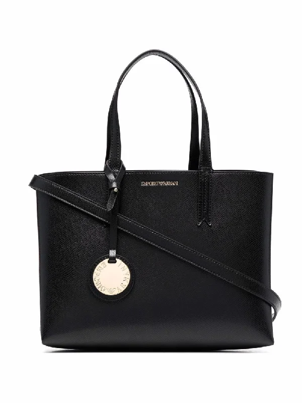Tote Bag with RFID - Blocking Pocket in Black for Protecting Your Cards and InformationE.M.P.O.R.I.O A.R.M.A.N.I CHARM TOTE BAG Tote Bag with RFID - Blocking Pocket in Black for Protecting Your Cards and InformationE.M.P.O.R.I.O A.R.M.A.N.I CHARM TOTE BAG