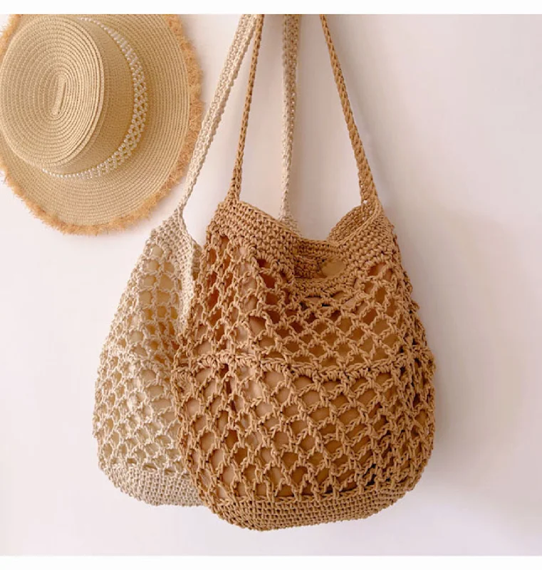 Women's Shoulder Bag with Fringe Details in Brown for a Bohemian StyleCanvas and Leather Combo Shoulder Bag in Tan for a Rustic LookElena Handbags Cotton Fishnet Shoulder Bag Women's Shoulder Bag with Fringe Details in Brown for a Bohemian StyleCanvas and Leather Combo Shoulder Bag in Tan for a Rustic LookElena Handbags Cotton Fishnet Shoulder Bag