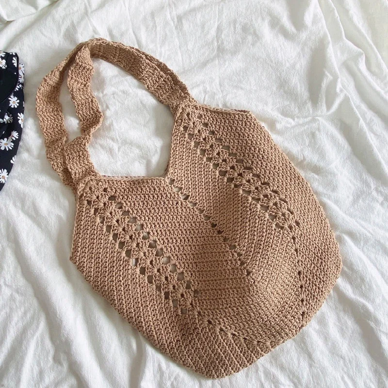 Canvas and Leather Combo Shoulder Bag in Tan for a Rustic LookShoulder Bag with Chain Strap in Silver for a Trendy AppearanceElena Handbags Minimalistic Crochet Handbag Canvas and Leather Combo Shoulder Bag in Tan for a Rustic LookShoulder Bag with Chain Strap in Silver for a Trendy AppearanceElena Handbags Minimalistic Crochet Handbag