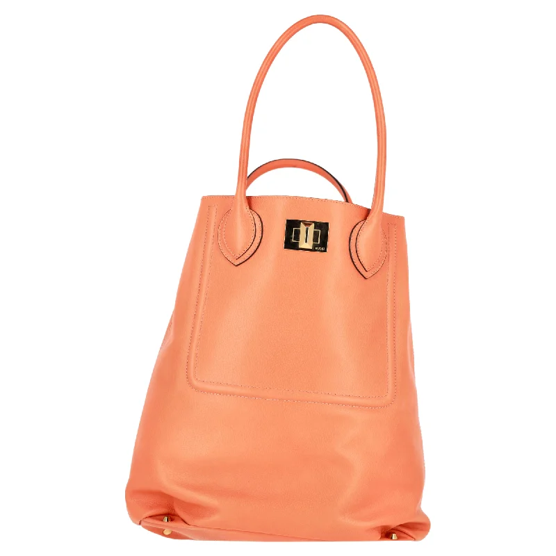 Women's Tote Bag with Detachable Pouch in Purple for Added ConvenienceEmilio Pucci Open Tote Bag in Orange Leather