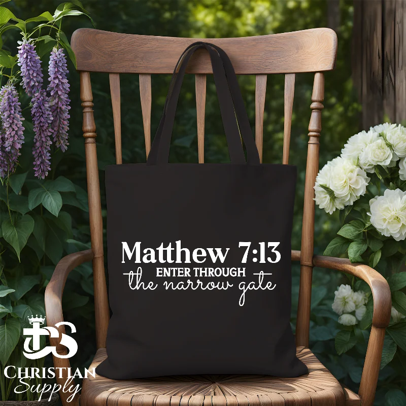 Geometric - Printed Tote Bag in Multicolor for a Contemporary and Trendy OutfitEnter Through the Narrow Gate Matthew 7:13 Tote Bag Geometric - Printed Tote Bag in Multicolor for a Contemporary and Trendy OutfitEnter Through the Narrow Gate Matthew 7:13 Tote Bag