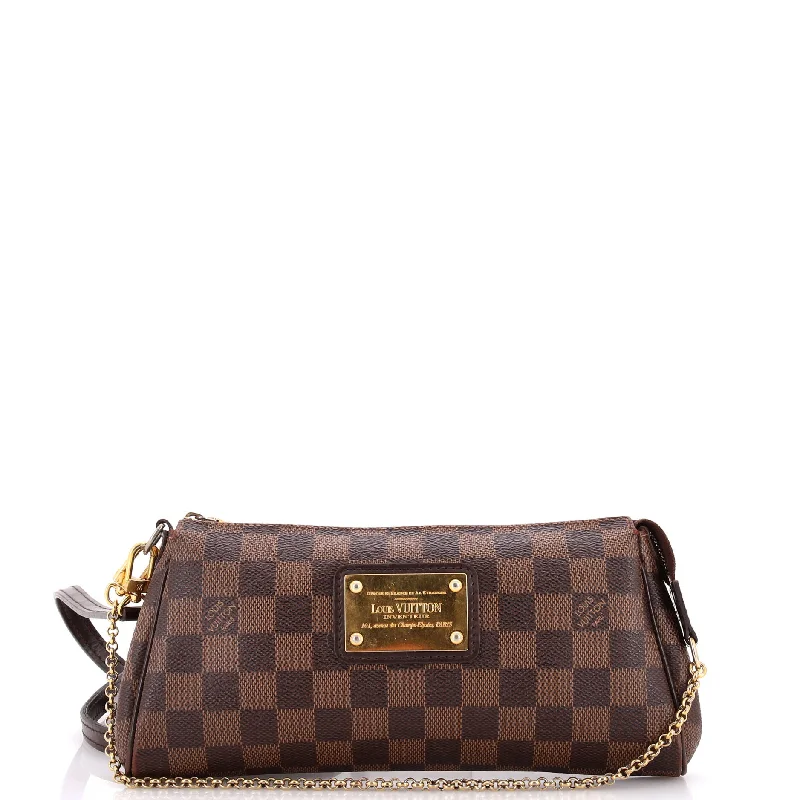 Crossbody Shoulder Bag in Black Leather with Gold Hardware for Night OutsEva Handbag Damier Crossbody Shoulder Bag in Black Leather with Gold Hardware for Night OutsEva Handbag Damier