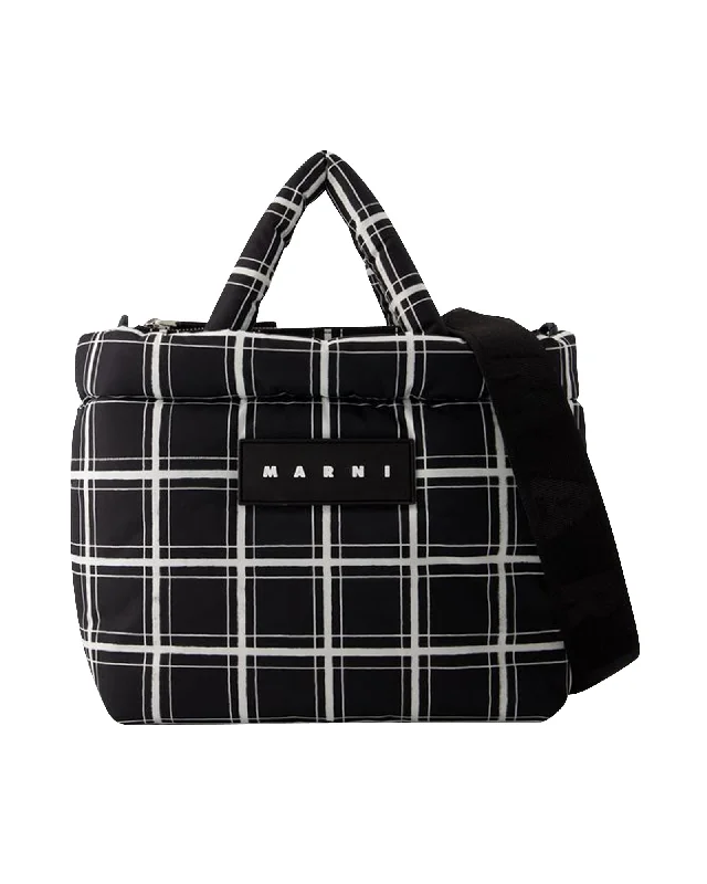 Patchwork Tote Bag in Denim with Vintage - Inspired Designs for a Retro AppealEw Nylon Print Tote Bag - Marni - Leather - Black Patchwork Tote Bag in Denim with Vintage - Inspired Designs for a Retro AppealEw Nylon Print Tote Bag - Marni - Leather - Black
