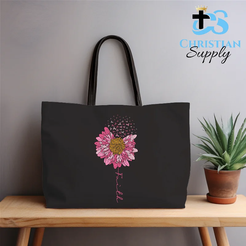 Patchwork Tote Bag in Denim with Vintage - Inspired Designs for a Retro AppealFaith Flower Breast Cancer Awareness Tote Bag Patchwork Tote Bag in Denim with Vintage - Inspired Designs for a Retro AppealFaith Flower Breast Cancer Awareness Tote Bag