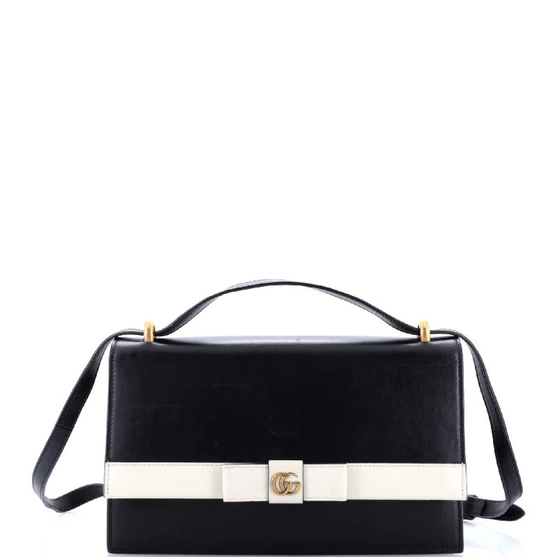GG Marmont Ribbon Shoulder Bag Leather Small