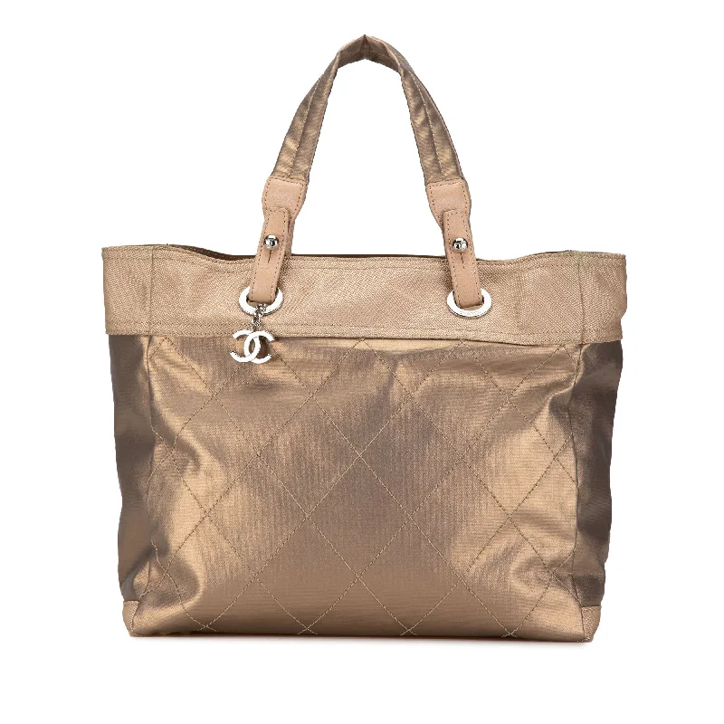 Medium - Sized Canvas Tote Bag in Navy Blue with Striped Pattern for a Nautical - Inspired LookGold Chanel Large Paris Biarritz Tote Medium - Sized Canvas Tote Bag in Navy Blue with Striped Pattern for a Nautical - Inspired LookGold Chanel Large Paris Biarritz Tote