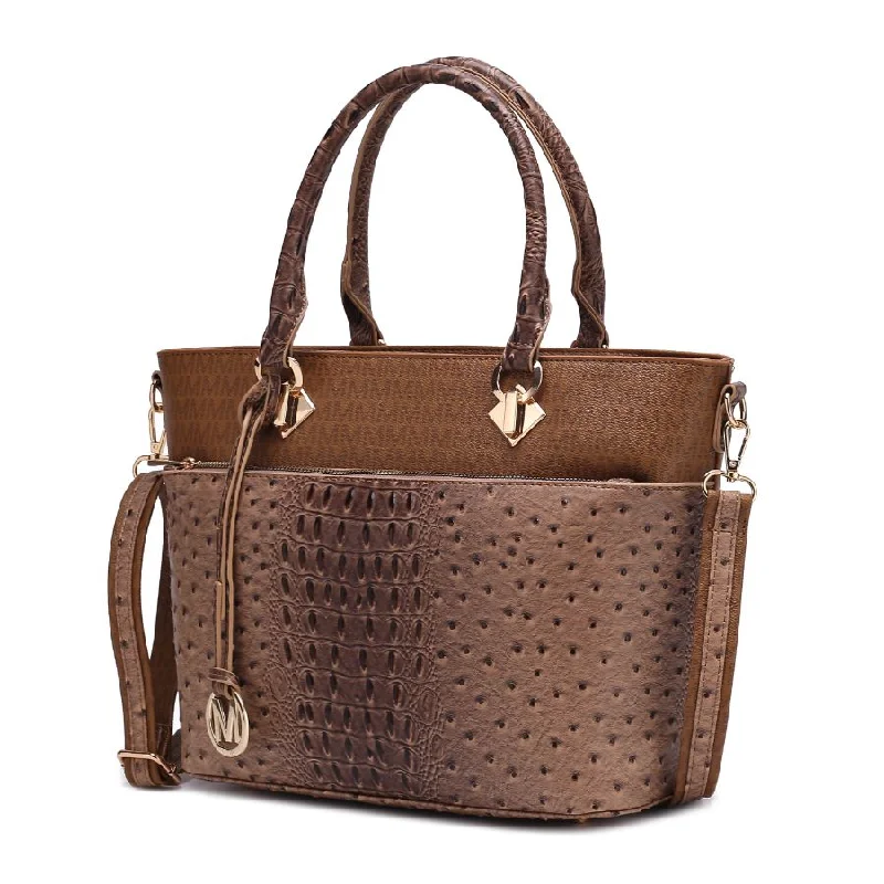Embroidered Tote Bag in Beige with Floral Motifs for a Boho - Chic VibeGrace Signature and Croc Embossed Tote Handbag Embroidered Tote Bag in Beige with Floral Motifs for a Boho - Chic VibeGrace Signature and Croc Embossed Tote Handbag