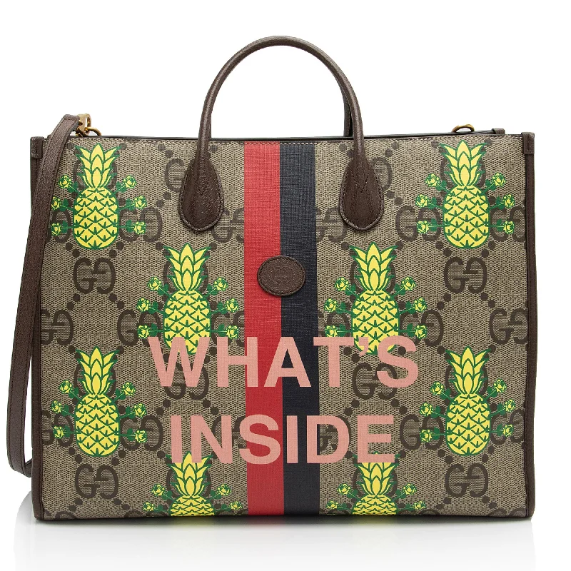 Women's Tote Bag with Zipper Closure in Red for Secure StoragePatchwork Tote Bag in Denim with Vintage - Inspired Designs for a Retro AppealGucci Jumbo GG Supreme Dollar Pineapple Medium Tote