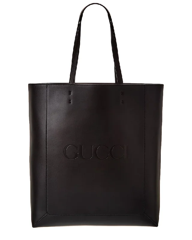 Women's Tote Bag with Magnetic Closure in Orange for Easy Access on the GoGucci Logo Embossed Leather Tote Women's Tote Bag with Magnetic Closure in Orange for Easy Access on the GoGucci Logo Embossed Leather Tote