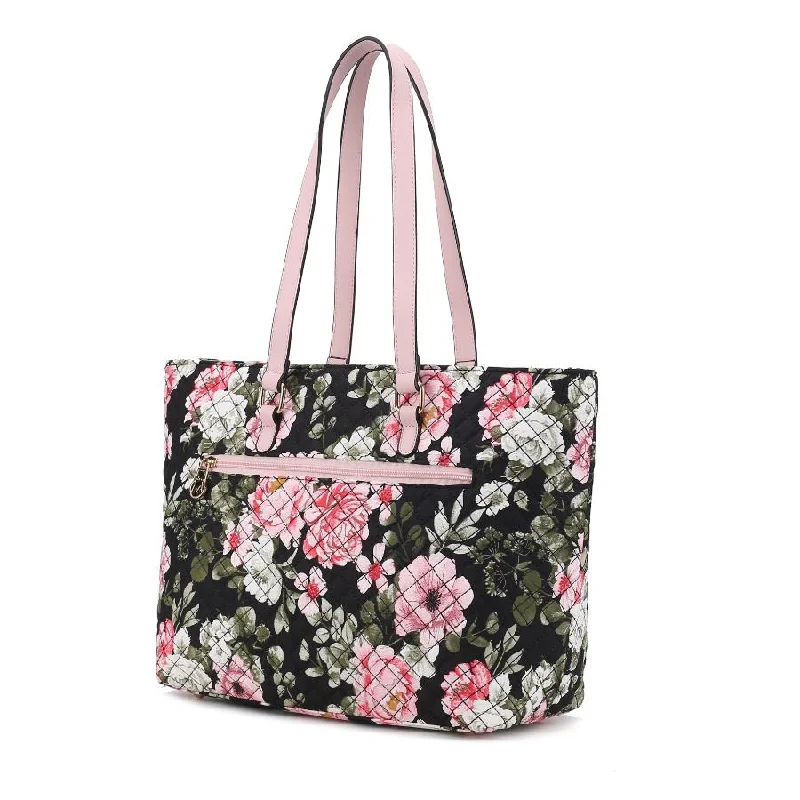 Large Capacity Genuine Leather Women's Tote Bag in Black for Work and CommutingHallie Quilted Cotton Botanical Pattern Women’s Tote Bag Large Capacity Genuine Leather Women's Tote Bag in Black for Work and CommutingHallie Quilted Cotton Botanical Pattern Women’s Tote Bag