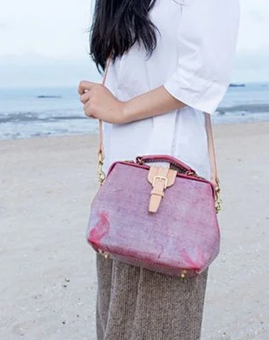 Women's Shoulder Bag with Faux Fur Strap in White for Winter StyleHandmade Womens Red Leather doctor Handbag shoulder doctor bags Purse for women