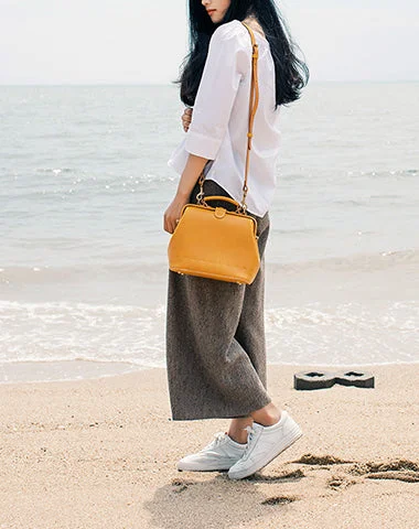 Crossbody Shoulder Bag in Black Leather with Gold Hardware for Night OutsHandmade Womens Yellow Leather Small doctor Handbag shoulder doctor bags for women Crossbody Shoulder Bag in Black Leather with Gold Hardware for Night OutsHandmade Womens Yellow Leather Small doctor Handbag shoulder doctor bags for women