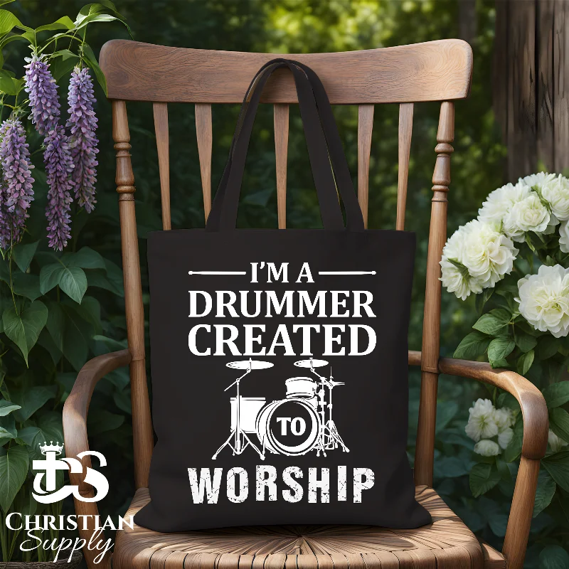 Small Vegan Leather Tote Bag in Blush Pink with Gold - Tone Hardware for a Feminine and Stylish AccessoryI'm a Drummer Created to Worship Tote Bag Small Vegan Leather Tote Bag in Blush Pink with Gold - Tone Hardware for a Feminine and Stylish AccessoryI'm a Drummer Created to Worship Tote Bag