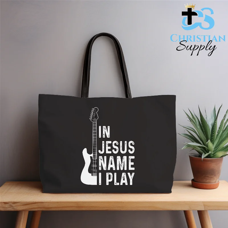 Quilted Tote Bag in Cream with Silver Hardware for a Classic and Sophisticated StyleIn Jesus Name I Play Guitar 2 Tote Bag Quilted Tote Bag in Cream with Silver Hardware for a Classic and Sophisticated StyleIn Jesus Name I Play Guitar 2 Tote Bag