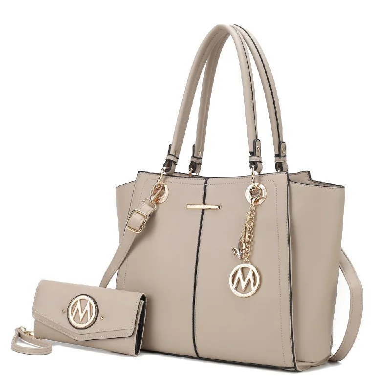 Women's Tote Bag with Inner Compartments in Gray for Organizing Everyday EssentialsIvy Vegan Leather Women’s Tote Handbag with wallet Women's Tote Bag with Inner Compartments in Gray for Organizing Everyday EssentialsIvy Vegan Leather Women’s Tote Handbag with wallet