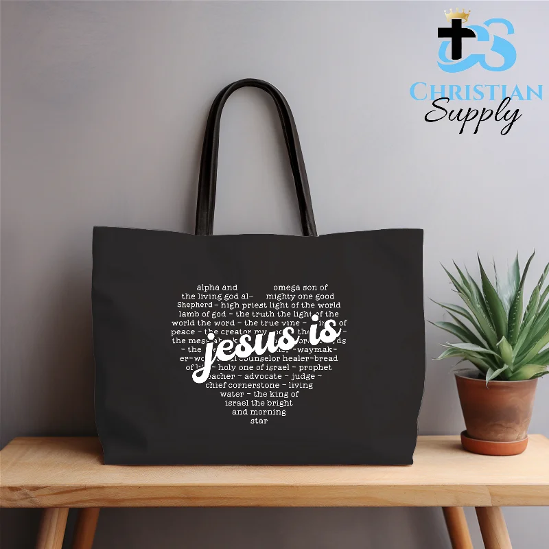Women's Printed Tote Bag in Floral Patterns for a Spring - Themed Shopping TripJesus Is Heart Tote Bag Women's Printed Tote Bag in Floral Patterns for a Spring - Themed Shopping TripJesus Is Heart Tote Bag