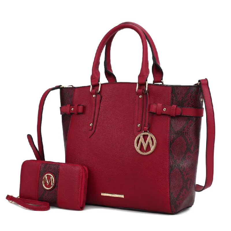 Monogrammed Tote Bag in Brown Leather with Personalized Initials for a Custom and Elegant TouchJoelle Faux-Snake Embossed Women’s Tote bag with matching Wallet by Mia K. Monogrammed Tote Bag in Brown Leather with Personalized Initials for a Custom and Elegant TouchJoelle Faux-Snake Embossed Women’s Tote bag with matching Wallet by Mia K.