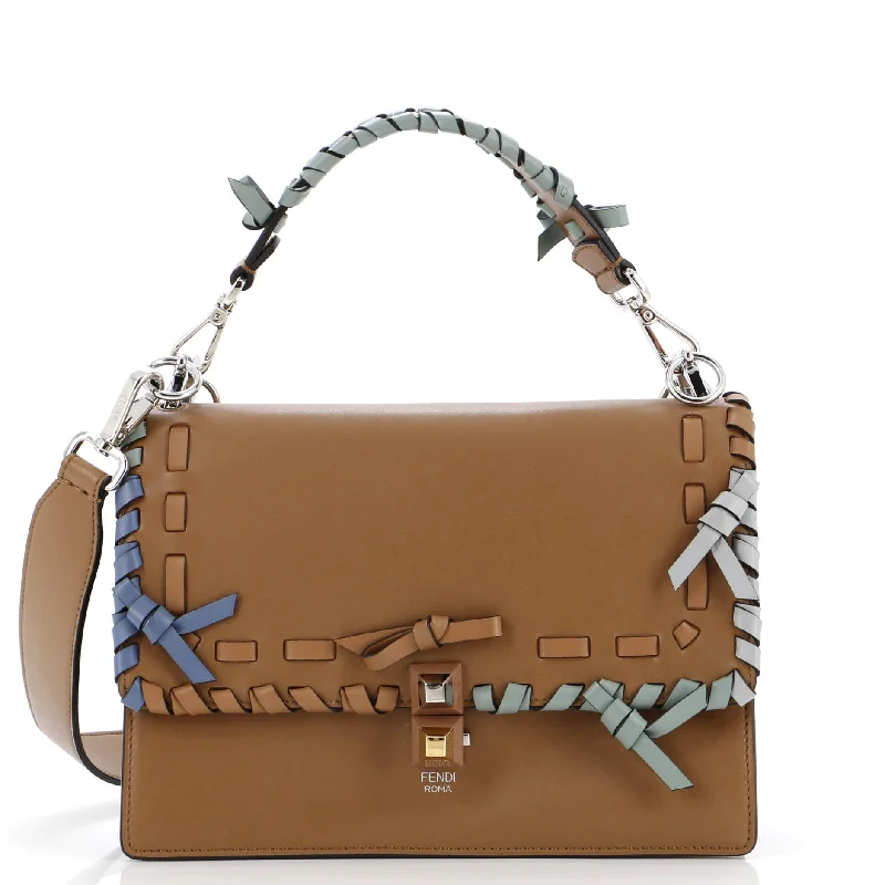 Women's Shoulder Bag with Faux Fur Strap in White for Winter StyleKan I Bow Bag Whipstitch Leather Medium