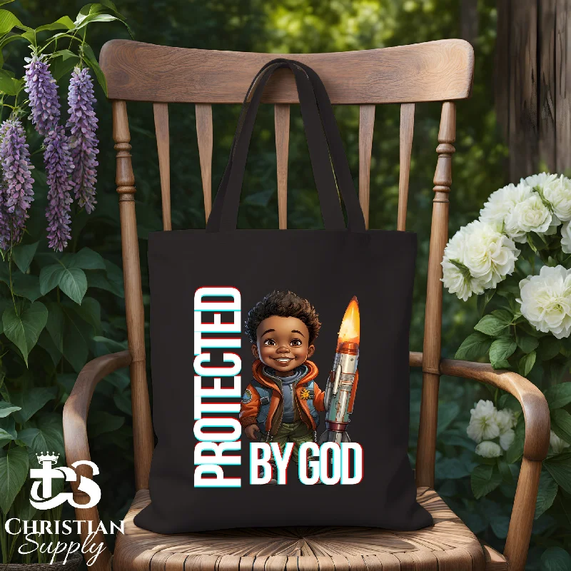 Tote Bag with Adjustable Shoulder Strap in Olive Green for Comfortable CarryingKids Christian Boy with Rocket Science 2 Tote Bag