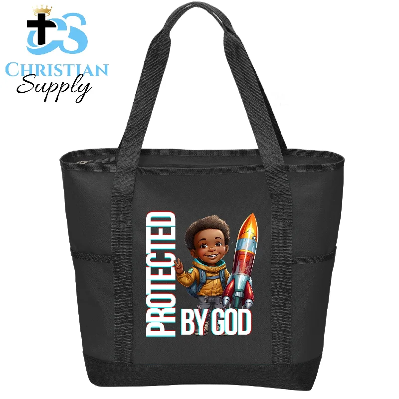Small Vegan Leather Tote Bag in Blush Pink with Gold - Tone Hardware for a Feminine and Stylish AccessoryKids Christian Boy with Rocket Science Tote Bag