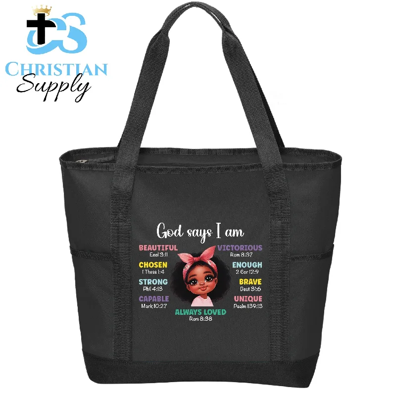 Small Vegan Leather Tote Bag in Blush Pink with Gold - Tone Hardware for a Feminine and Stylish AccessoryKids Christian Girl God Says I Am Tote Bag Small Vegan Leather Tote Bag in Blush Pink with Gold - Tone Hardware for a Feminine and Stylish AccessoryKids Christian Girl God Says I Am Tote Bag