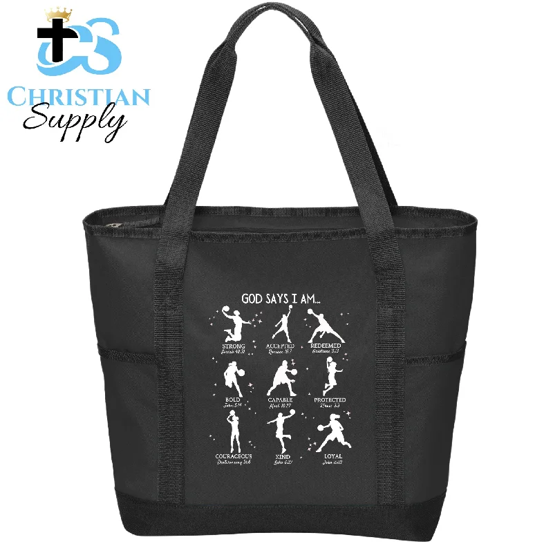 Metallic Tote Bag in Rose Gold with Chain Handles for a Glamorous Night OutKids God Says I Am Basketball Tote Bag Metallic Tote Bag in Rose Gold with Chain Handles for a Glamorous Night OutKids God Says I Am Basketball Tote Bag