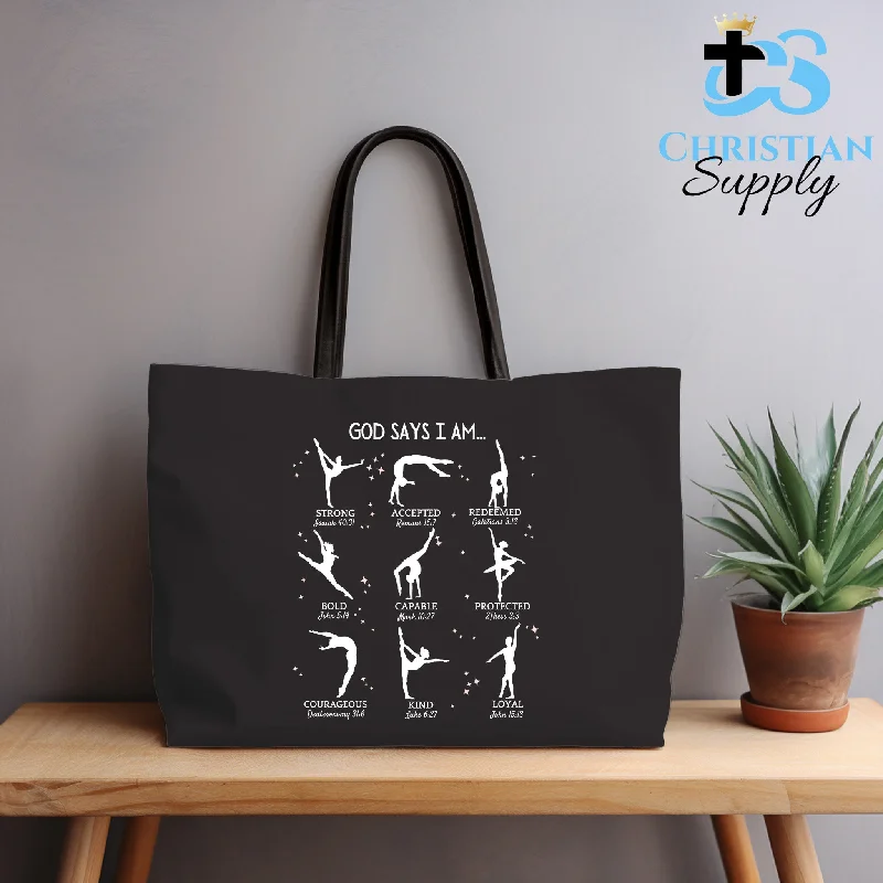 Women's Tote Bag with Zipper Closure in Red for Secure StorageKids God Says I Am Dancer Tote Bag Women's Tote Bag with Zipper Closure in Red for Secure StorageKids God Says I Am Dancer Tote Bag
