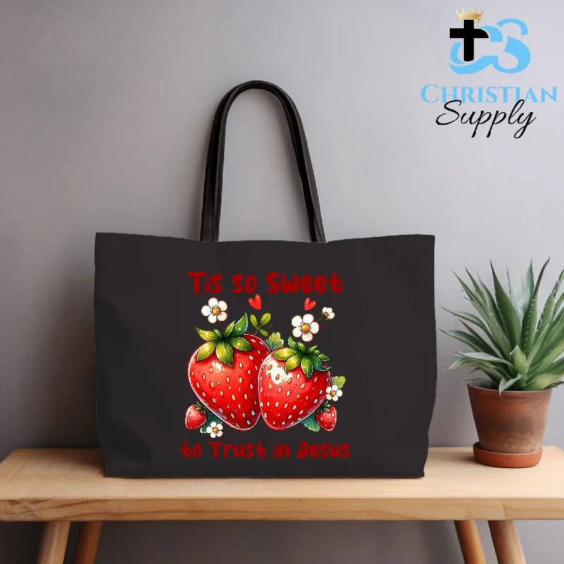 Large Capacity Genuine Leather Women's Tote Bag in Black for Work and CommutingKids Tis So Sweet to Trust in Jesus Strawberries Tote Bag Large Capacity Genuine Leather Women's Tote Bag in Black for Work and CommutingKids Tis So Sweet to Trust in Jesus Strawberries Tote Bag