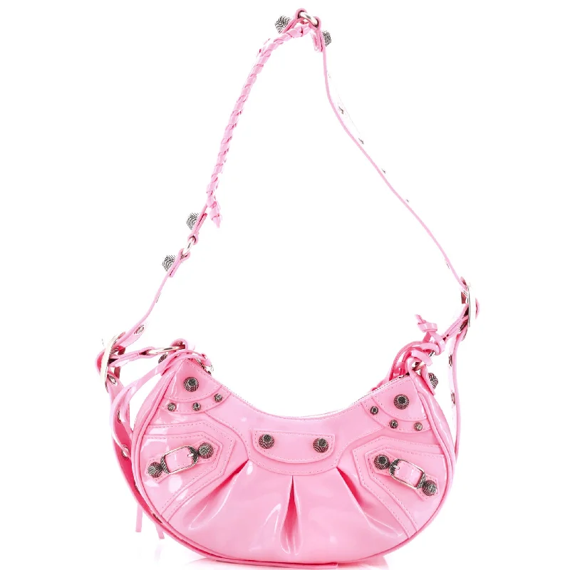 Women's Shoulder Bag with Adjustable Strap in Pink for ComfortLe Cagole Giant Studs Shoulder Bag Patent XS Women's Shoulder Bag with Adjustable Strap in Pink for ComfortLe Cagole Giant Studs Shoulder Bag Patent XS