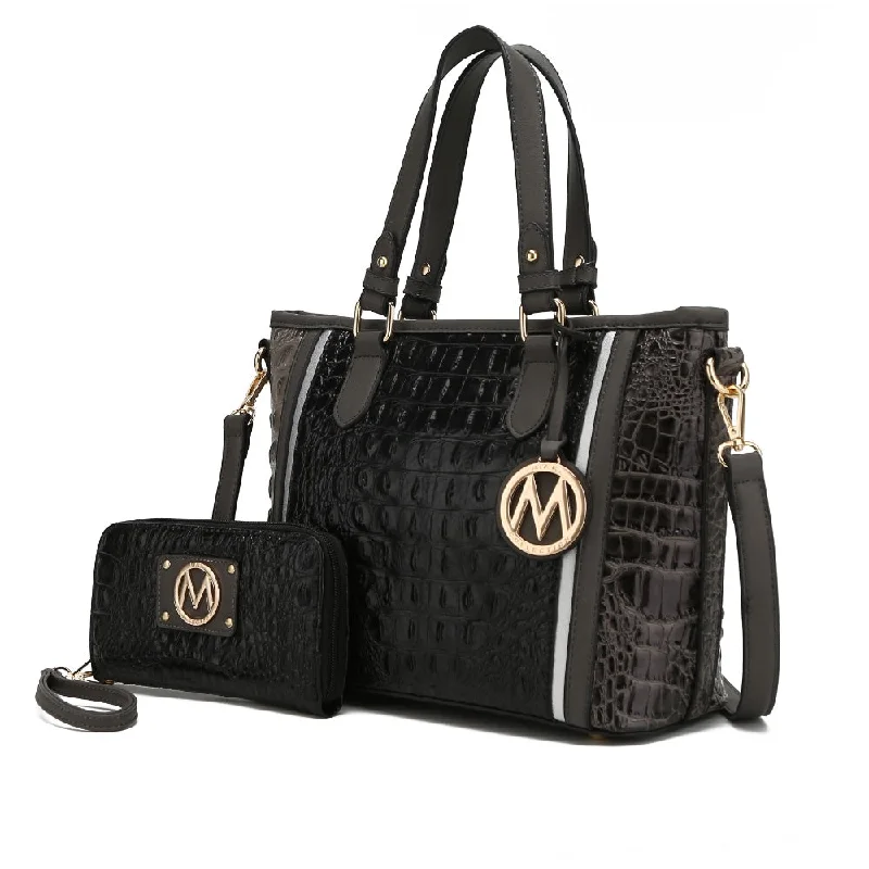 Tote Bag with RFID - Blocking Pocket in Black for Protecting Your Cards and InformationLizza Croco Embossed Tote Handbag for Women Tote Bag with RFID - Blocking Pocket in Black for Protecting Your Cards and InformationLizza Croco Embossed Tote Handbag for Women