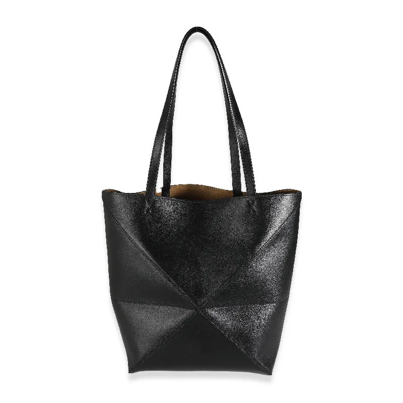 Women's Tote Bag with Magnetic Closure in Orange for Easy Access on the GoLoewe Black Calfskin Medium Puzzle Fold Tote Women's Tote Bag with Magnetic Closure in Orange for Easy Access on the GoLoewe Black Calfskin Medium Puzzle Fold Tote