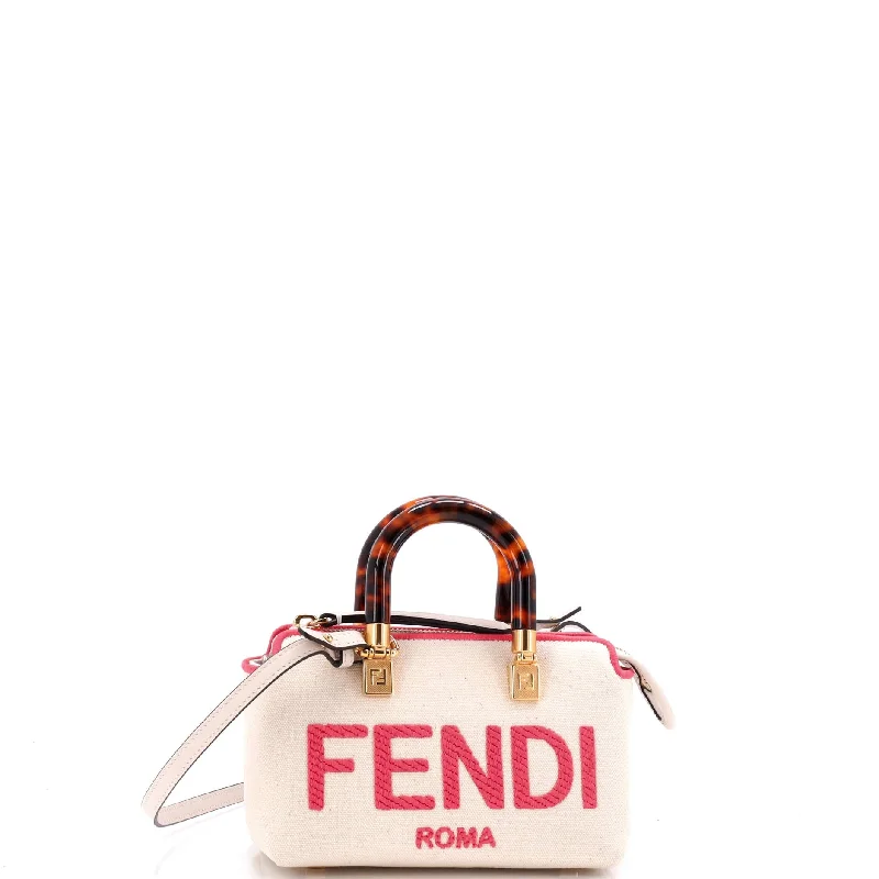 Shoulder Bag with Chain Strap in Silver for a Trendy AppearanceLogo By The Way Top Handle Bag Embroidered Canvas Mini Shoulder Bag with Chain Strap in Silver for a Trendy AppearanceLogo By The Way Top Handle Bag Embroidered Canvas Mini