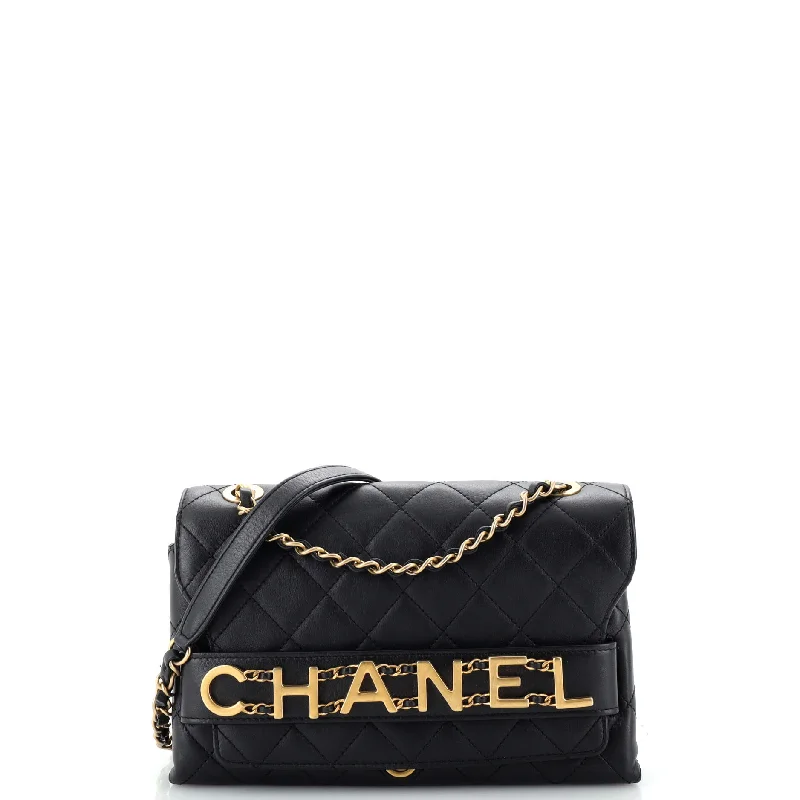 Logo Enchained Flap Bag Quilted Calfskin Medium