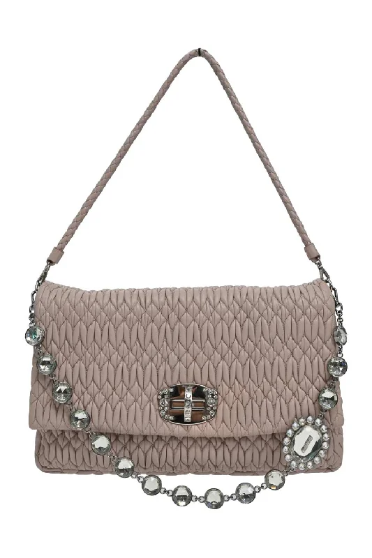 Women's Large Leather Shoulder Bag in Brown with Multiple Compartments for Work[WB5566] Miu Miu | Cross-Body Bag