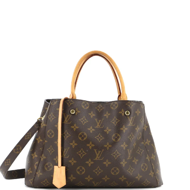 Women's Large Leather Shoulder Bag in Brown with Multiple Compartments for WorkMontaigne Handbag Monogram Canvas MM Women's Large Leather Shoulder Bag in Brown with Multiple Compartments for WorkMontaigne Handbag Monogram Canvas MM