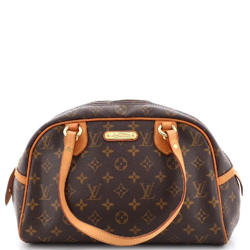 Printed Silk Shoulder Bag in Red for a Pop of ColorMontorgueil Handbag Monogram Canvas PM Printed Silk Shoulder Bag in Red for a Pop of ColorMontorgueil Handbag Monogram Canvas PM