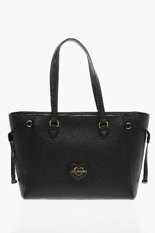 Large Capacity Genuine Leather Women's Tote Bag in Black for Work and CommutingMoschino Love Saffiano Faux Leather Tote Bag