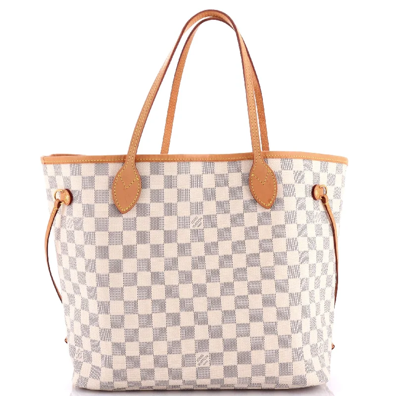 Medium - Sized Canvas Tote Bag in Navy Blue with Striped Pattern for a Nautical - Inspired LookNeverfull NM Tote Damier MM