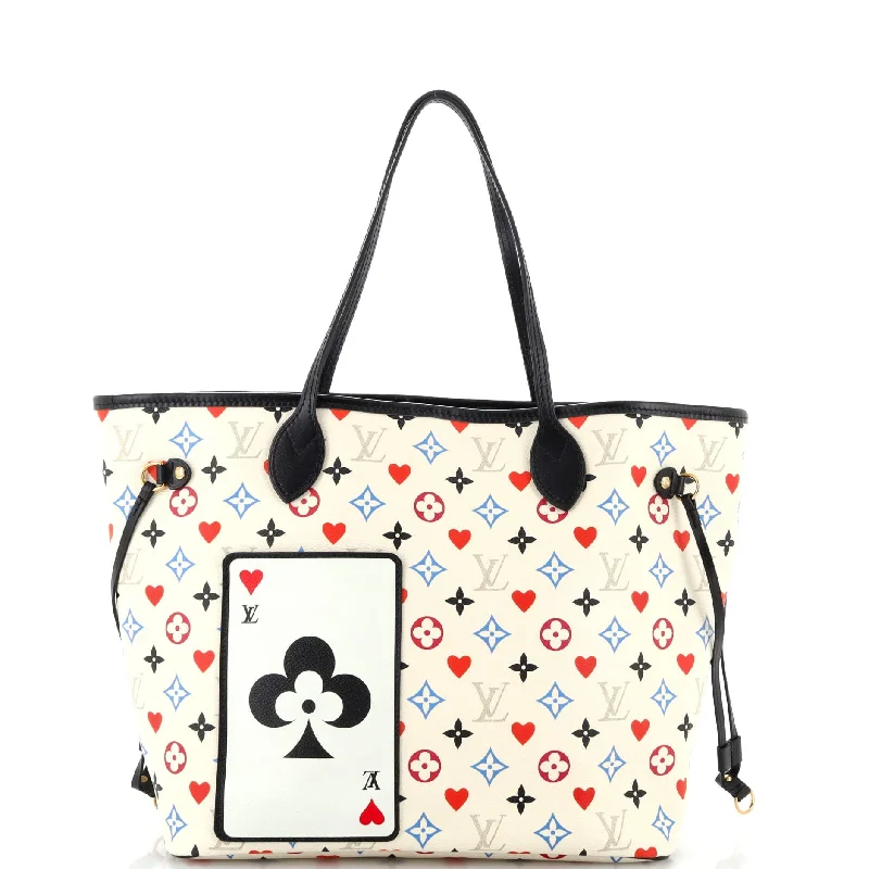 Women's Tote Bag with Inner Compartments in Gray for Organizing Everyday EssentialsNeverfull NM Tote Limited Edition Game On Multicolor Monogram MM