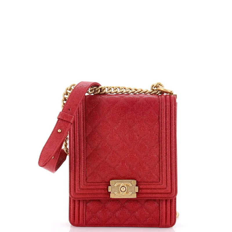 North South Boy Flap Bag Quilted Caviar Small