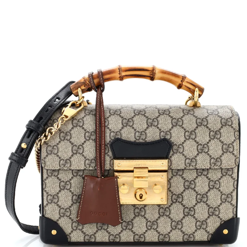 Shoulder Bag with Geometric Pattern in Multicolor for a Contemporary StylePadlock Bamboo Shoulder Bag GG Coated Canvas Small Shoulder Bag with Geometric Pattern in Multicolor for a Contemporary StylePadlock Bamboo Shoulder Bag GG Coated Canvas Small