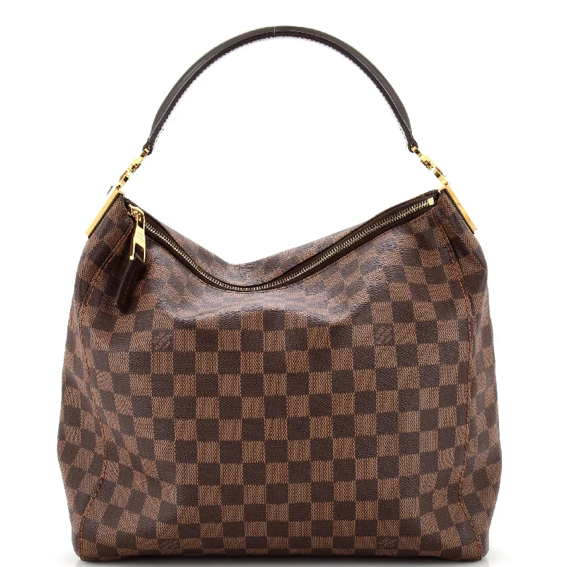 Canvas and Leather Combo Shoulder Bag in Tan for a Rustic LookPortobello Handbag Damier PM Canvas and Leather Combo Shoulder Bag in Tan for a Rustic LookPortobello Handbag Damier PM