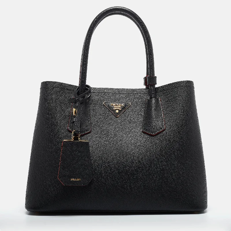 Metallic Tote Bag in Rose Gold with Chain Handles for a Glamorous Night OutPrada Black Saffiano Cuir Leather Small Double Handle Tote Metallic Tote Bag in Rose Gold with Chain Handles for a Glamorous Night OutPrada Black Saffiano Cuir Leather Small Double Handle Tote