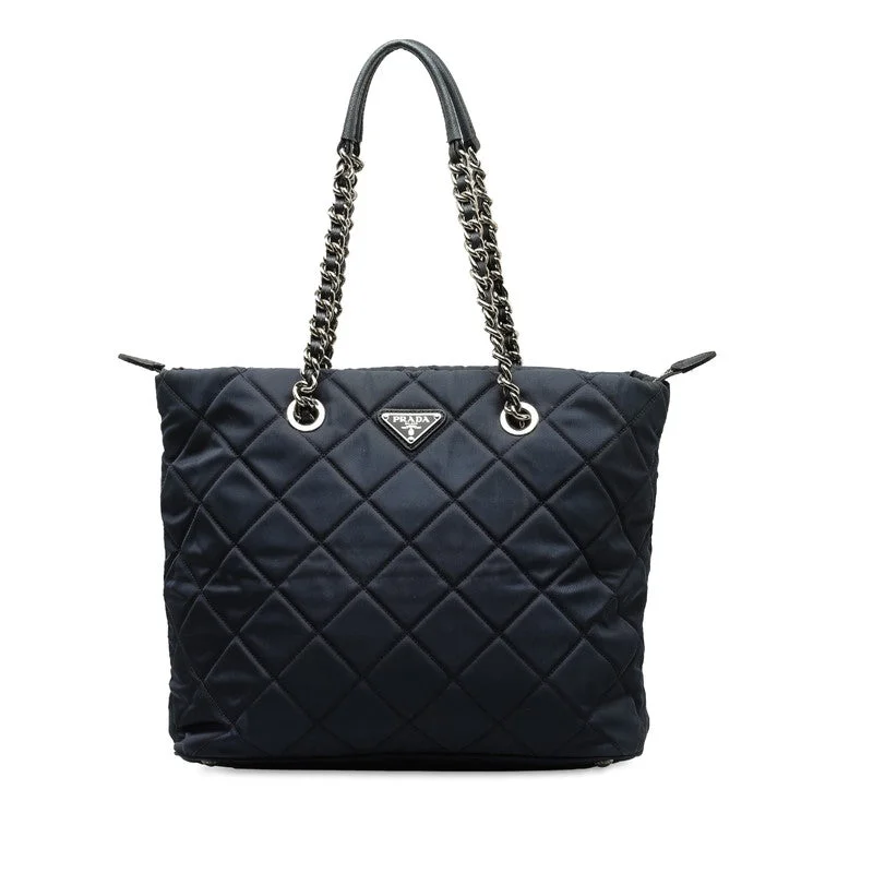 Geometric - Printed Tote Bag in Multicolor for a Contemporary and Trendy OutfitQuilted Tote Bag in Cream with Silver Hardware for a Classic and Sophisticated StylePrada Nylon Triangle Logo Chain Tote Bag Geometric - Printed Tote Bag in Multicolor for a Contemporary and Trendy OutfitQuilted Tote Bag in Cream with Silver Hardware for a Classic and Sophisticated StylePrada Nylon Triangle Logo Chain Tote Bag