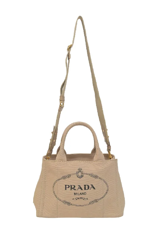 Linen Tote Bag in Natural Beige with Braided Details for a Rustic Summer Ensemble[WB6274] Prada | Tote Bag