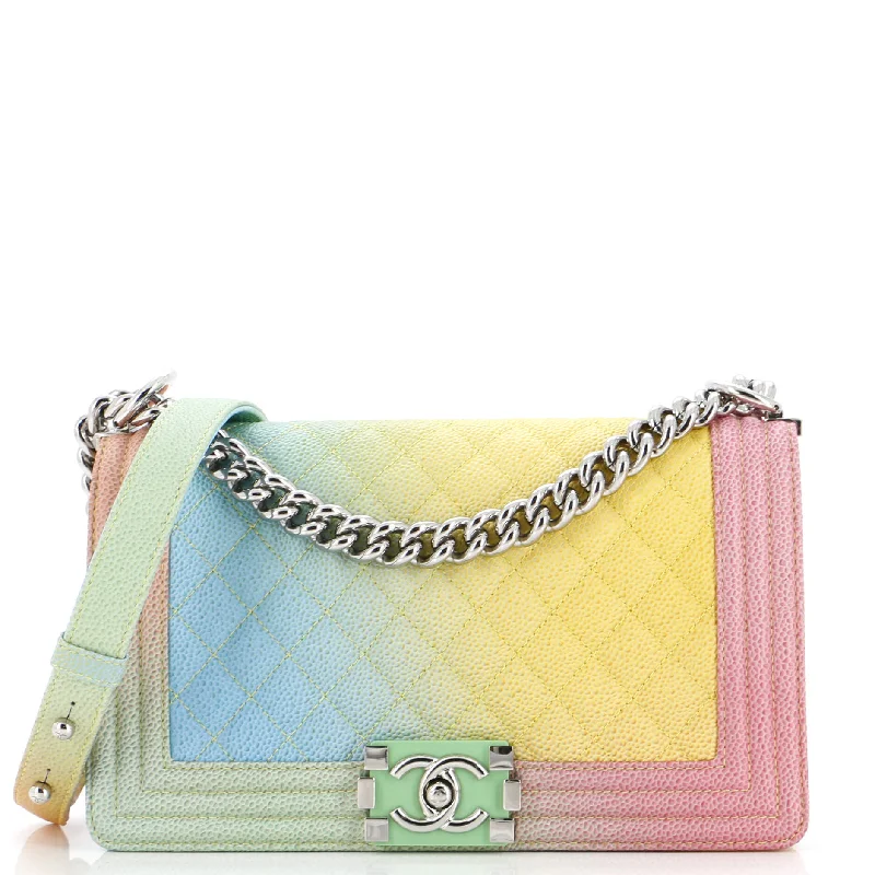 Pvc Shoulder Bag in Clear with Glitter for a Fun and Modern LookRainbow Boy Flap Bag Quilted Painted Caviar Old Medium Pvc Shoulder Bag in Clear with Glitter for a Fun and Modern LookRainbow Boy Flap Bag Quilted Painted Caviar Old Medium