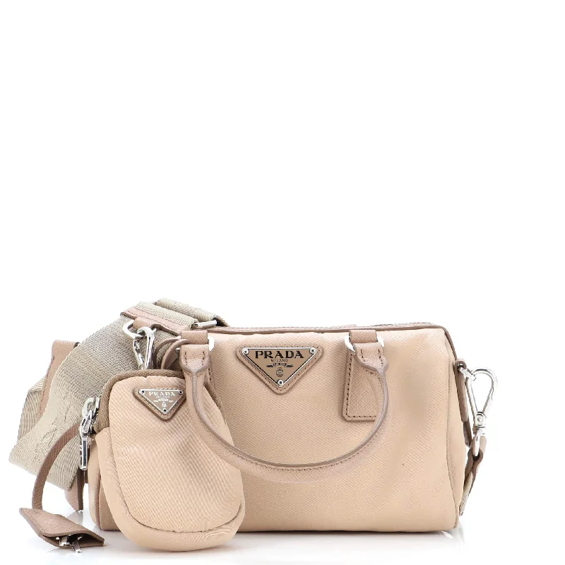 Women's Waterproof Nylon Shoulder Bag in Green for HikingRe-Edition 2005 Top Handle Boston Bag Tessuto with Saffiano Leather Mini Women's Waterproof Nylon Shoulder Bag in Green for HikingRe-Edition 2005 Top Handle Boston Bag Tessuto with Saffiano Leather Mini